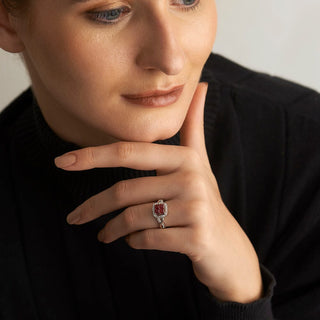 1.50 Carat Genuine Ruby & White Zircon Ring in Sterling Silver