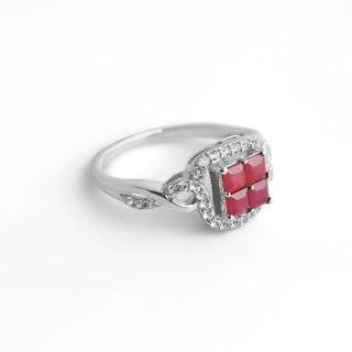 1.50 Carat Genuine Ruby & White Zircon Ring in Sterling Silver