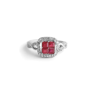 1.50 Carat Genuine Ruby & White Zircon Ring in Sterling Silver