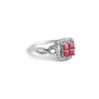 1.50 Carat Genuine Ruby & White Zircon Ring in Sterling Silver