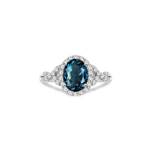 1.75 Carat Genuine London Blue Topaz & White Topaz Ring in Sterling Silver