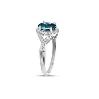 1.75 Carat Genuine London Blue Topaz & White Topaz Ring in Sterling Silver