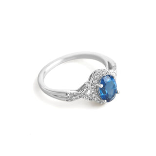 1.75 Carat Genuine London Blue Topaz & White Topaz Ring in Sterling Silver