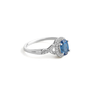 1.75 Carat Genuine London Blue Topaz & White Topaz Ring in Sterling Silver