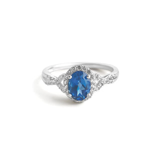 1.75 Carat Genuine London Blue Topaz & White Topaz Ring in Sterling Silver