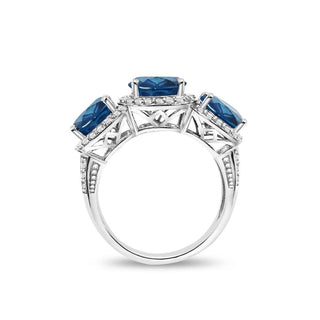 8.00 Carat Genuine London Blue Topaz & White Topaz Ring in Sterling Silver