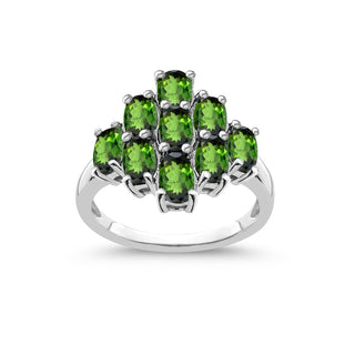 2.19 Carat Genuine Chrome Diopside Cluster Ring in Sterling Silver ring