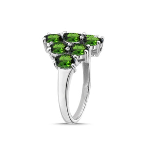 2.19 Carat Genuine Chrome Diopside Cluster Ring in Sterling Silver ring