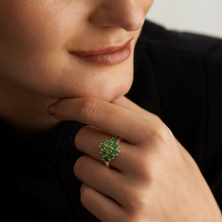 2.19 Carat Genuine Chrome Diopside Cluster Ring in Sterling Silver ring