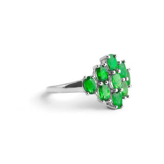 2.19 Carat Genuine Chrome Diopside Cluster Ring in Sterling Silver ring