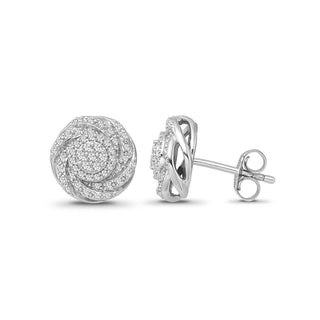 1/3 Carat Diamond Swirl Earrings in Sterling Silver