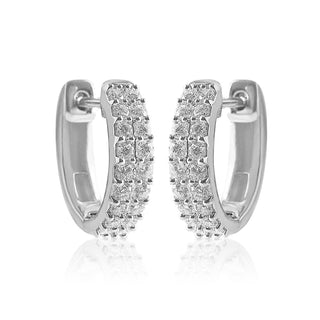 3/4 Carat Double row Lab Grown Diamond Studded Hoop Earrings in Sterling Silver