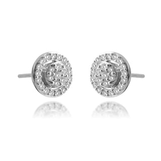 1/4 Carat Double-layered Round Diamond Stud Earrings in Sterling Silver