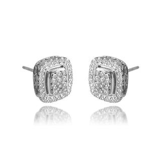 1/2 Carat Square Diamond Stud Earrings in Sterling Silver