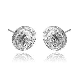 1/5 Carat Minimalistic Double-layered Round Diamond Stud Earrings in Sterling Silver