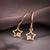 Star Dangle Gold Hoop Earrings in 10K Yellow Gold