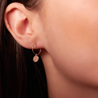 Dainty Gold Dangle Hoop Earrings in 10K Yellow Gold