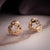 3-Petal Flower MOP, Diamond & Gold Stud Earrings in 10K Yellow Gold