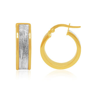 Shimmering Band Glitter Gold Hoop Earrings in 9K Yellow Gold