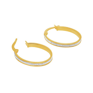 Shimmering Sleek Band Glitter Gold Hoop Earrings in 9K Yellow Gold