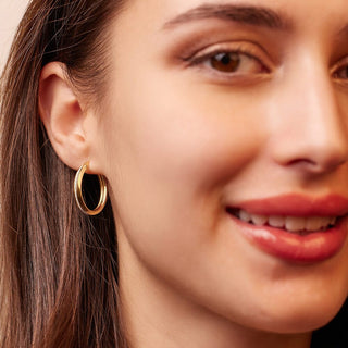 Elegant Glitter Gold Hoop Earrings in 9K Yellow Gold