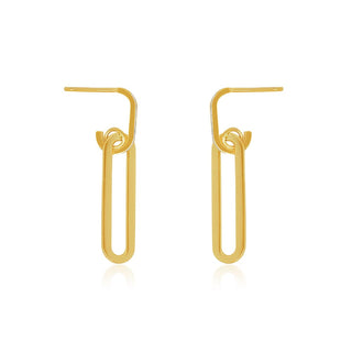 Long Link Dangle Glitter Gold Drop Earrings in 9K Yellow Gold