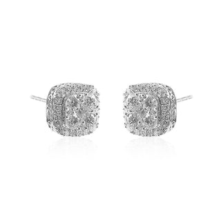 3/4 Carat Classic Cushion Shaped Lab Grown Diamond Stud Earrings in Sterling Silver