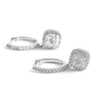 5/8 Carat Lab Grown Diamond Hoop Earrings with Kite Shaped Cluster Drop in Sterling Silver