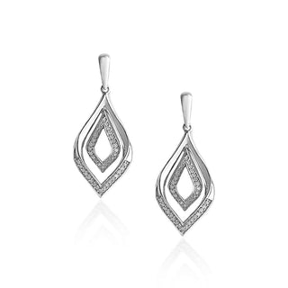 1/5 Carat Leaf Shaped Diamond Drops in Sterling Silver