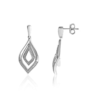 1/5 Carat Leaf Shaped Diamond Drops in Sterling Silver