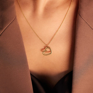 Solo Heart Gold Pendant Necklace in 9K Yellow Gold-18"