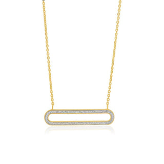 Long Link Glitter Gold Pendant Necklace With Flower Charm at Closure in 9K Yellow Gold-18"