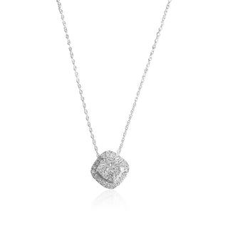 1/2 Carat Dice Shaped Halo Lab Grown Diamond Pendant Necklace in Sterling Silver-18"