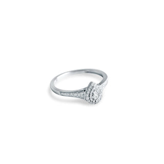 1/5 Carat Tear Drop Diamond Engagement Ring in Sterling Silver