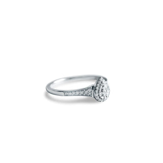 1/5 Carat Tear Drop Diamond Engagement Ring in Sterling Silver