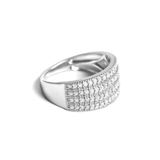 0.50 Carat Stacked Lines Diamond Ring in Sterling Silver