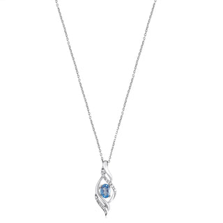 1 Carat S-Shaped Swiss Blue Topaz & Diamond Pendant Necklace in Sterling Silver