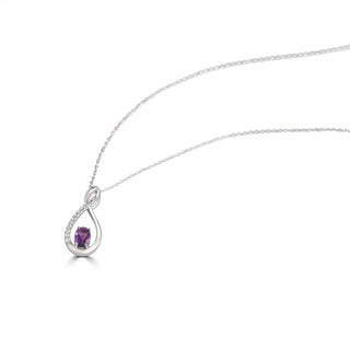 3/4 Carat Infinity Amethyst & Diamond Pendant Necklace in Sterling Silver