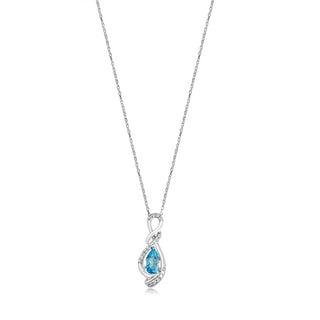 1 Carat Infinity Swiss Blue Topaz and Diamond Pendant Necklace in Sterling Silver