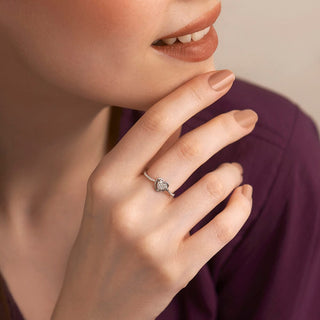 1/8 Carat Heart Cluster Diamond Ring in Sterling Silver