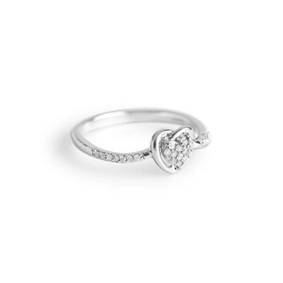 1/8 Carat Heart Cluster Diamond Ring in Sterling Silver