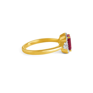1.5 Carat Emerald Cut Ruby & Diamond Ring in 10K Yellow Gold