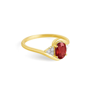 7/8 Carat Oval Shaped Garnet & Diamond Ring in 10K Yellow Gold