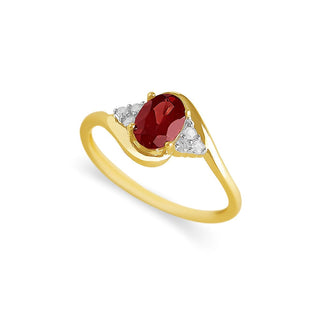 7/8 Carat Oval Shaped Garnet & Diamond Ring in 10K Yellow Gold