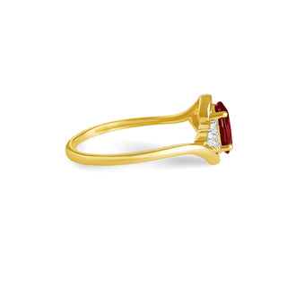 7/8 Carat Oval Shaped Garnet & Diamond Ring in 10K Yellow Gold